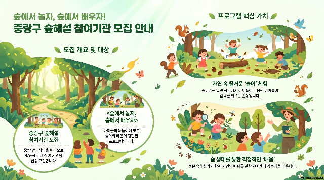 숲해설 참여기관 모집-망우산어린이모험놀이터 포스터