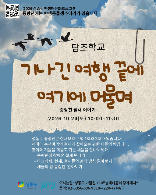 (토) 탐조학교 기나긴 여행 끝에 여기에 머물며 포스터